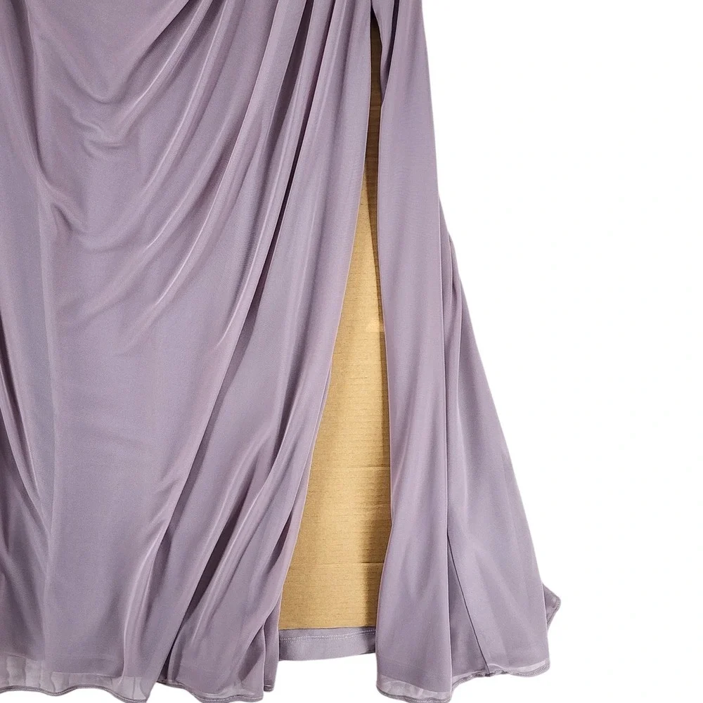 Azazie Maxi Dress 12 Tequilla Purple‎ Dusk Ruched V-Neck Formal Bridesmaid Gown
